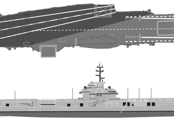 Авианосец USS CV-38 Shangri-La 1956 [Aircraft Carrier] - чертежи, габариты, рисунки